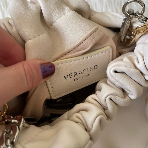 Verafied New York Cream Cloud Marble Chain Convertible Crossbody Shoulder Bag - Picture 11 of 12